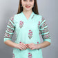 Designer Kurti Cotton Aqua Blue Booti Kurtis