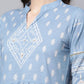 Salwar Suit Cotton Aqua Blue Print Salwar Kameez