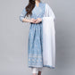 Salwar Suit Cotton Aqua Blue Print Salwar Kameez