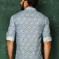 Short Kurta Cotton Aqua Blue Print Mens