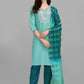 Salwar Suit Cotton Aqua Blue Embroidered Salwar Kameez