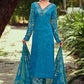 Straight Salwar Suit Cotton Aqua Blue Print Salwar Kameez