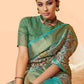 Classic Crepe Silk Aqua Blue Digital Print Saree