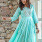 Gown Cotton Aqua Blue Embroidered Gown