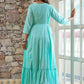 Gown Cotton Aqua Blue Embroidered Gown