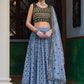 Readymade Lehenga Choli Georgette Aqua Blue Embroidered Lehenga Choli