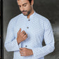 Kurta Pyjama Cotton Aqua Blue Embroidered Mens