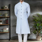 Kurta Pyjama Cotton Aqua Blue Embroidered Mens