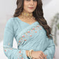 Contemporary Silk Aqua Blue Diamond Saree