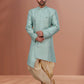 Indo Western Jacquard Aqua Blue Fancy Work Mens