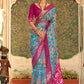 Classic Patola Silk Aqua Blue Weaving Saree