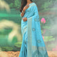 Contemporary Silk Aqua Blue Weaving Saree