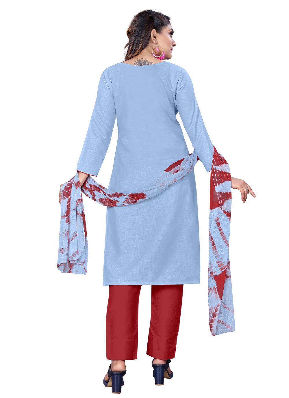 Salwar Suit Cotton Aqua Blue Foil Print Salwar Kameez
