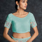 Contemporary Georgette Aqua Blue Embroidered Saree