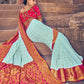 Trendy Saree Georgette Aqua Blue Embroidered Saree