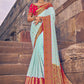 Trendy Saree Georgette Aqua Blue Embroidered Saree