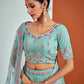 A Line Lehenga Georgette Aqua Blue Sequins Lehenga Choli