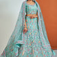 A Line Lehenga Georgette Aqua Blue Sequins Lehenga Choli