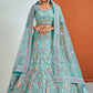 A Line Lehenga Georgette Aqua Blue Sequins Lehenga Choli