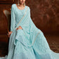 Palazzo Salwar Suit Georgette Aqua Blue Embroidered Salwar Kameez