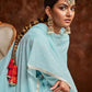 Palazzo Salwar Suit Georgette Aqua Blue Embroidered Salwar Kameez