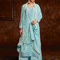 Palazzo Salwar Suit Georgette Aqua Blue Embroidered Salwar Kameez