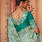 Classic Chinon Georgette Aqua Blue Embroidered Saree