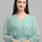 Gown Georgette Aqua Blue Plain Gown