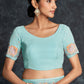 Contemporary Georgette Aqua Blue Embroidered Saree