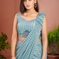 Contemporary Imported Aqua Blue Fancy Work Saree
