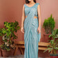 Contemporary Imported Aqua Blue Fancy Work Saree
