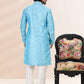 Kurta Pyjama Banarasi Silk Jacquard Aqua Blue Fancy Work Mens