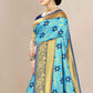 Contemporary Banarasi Silk Aqua Blue Jacquard Work Saree