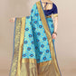 Contemporary Banarasi Silk Aqua Blue Jacquard Work Saree