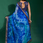 Contemporary Chiffon Aqua Blue Patch Border Saree