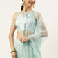 A Line Lehenga Net Aqua Blue Embroidered Lehenga Choli