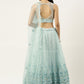A Line Lehenga Net Aqua Blue Embroidered Lehenga Choli