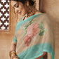 Contemporary Organza Aqua Blue Digital Print Saree