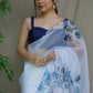 Contemporary Organza Aqua Blue Aari Work Saree