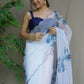 Contemporary Organza Aqua Blue Aari Work Saree