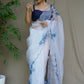 Contemporary Organza Aqua Blue Aari Work Saree