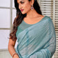 Classic Organza Aqua Blue Embroidered Saree