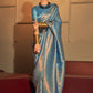 Classic Handloom Silk Aqua Blue Weaving Saree