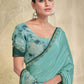 Contemporary Crepe Silk Aqua Blue Plain Saree