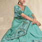 Contemporary Crepe Silk Aqua Blue Plain Saree