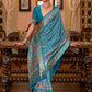 Contemporary Patola Silk Aqua Blue Print Saree