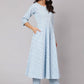 Salwar Suit Cotton Aqua Blue Print Salwar Kameez