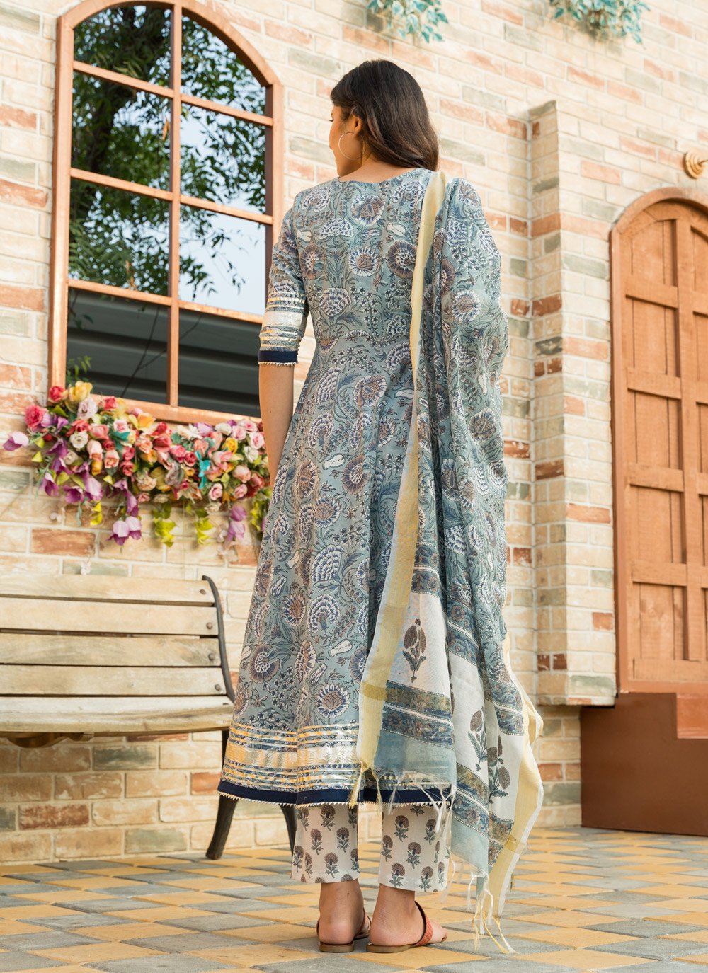 Pant Style Suit Cotton Aqua Blue Lace Salwar Kameez