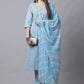 Salwar Suit Cotton Aqua Blue Embroidered Salwar Kameez