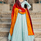 Gown Georgette Aqua Blue Embroidered Gown